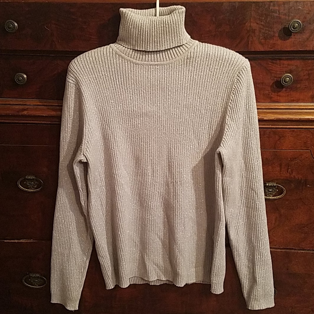 Kate Hill petites silver sparkle turtleneck